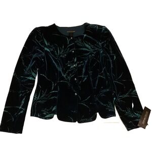 SOCIAL‎ CIRCLES LOVELY TEAL GLITTER VELOUR FORMAL GREEN WOMEN'S JACKET S M